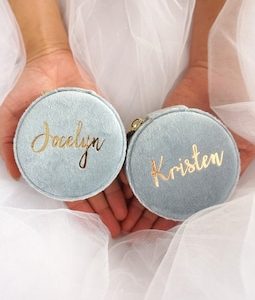 Mini, Round Jewelry Case, Quality Italian Velvet Travel Jewelry Box, Perfect Christmas & Holiday Gift, Earring, Necklace, Bracelet, Ring Box