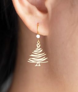 Sterling Silver Christmas Tree Earrings for Women, Christmas Tree Pendant, Dainty Christmas Jewelry, Christmas, Holiday Gift, Gift for Her