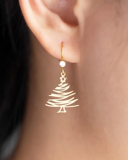 Sterling Silver Christmas Tree Earrings for Women, Christmas Tree Pendant, Dainty Christmas Jewelry, Christmas, Holiday Gift, Gift for Her