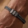Personalized Black Bracelet for Men, Custom Name Jewelry, Engraved Chain Bracelet