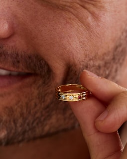 Custom Family Birthstone Ring for Men, Personalized Dad Ring, Gold Finish Birthstone Band, Father's Day Gift for Dad or Husband