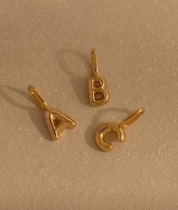 Bubble Letter Charm by Caitlyn Minimalist • Dainty 3D Initial Pendant • Gold Charm Jewelry for Bracelets & Necklaces • Birthday Gift • XR074