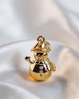 18K Gold Christmas Snowman Pendant Necklace, Dainty Winter Festive Charm, Holiday Jewelry Gift for Mom Grandma Daughter Her, X'mas Gift